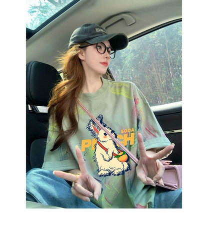 絶対流行 特別デザイン アバンギャルド プリント 半袖Tシャツ＜F-8598＞