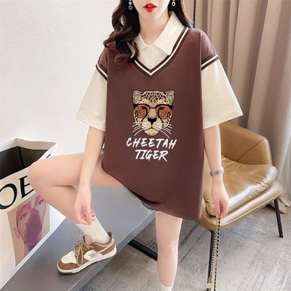 話題沸騰中 レイヤード風 オシャレ度満点 6色選択可 Tシャツ カットソー＜F-8362＞