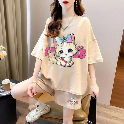 絶対欲しい カジュアル 夏に嬉しい機能付き 半袖Ｔシャツⅹパンツセット全4色<F-11268>