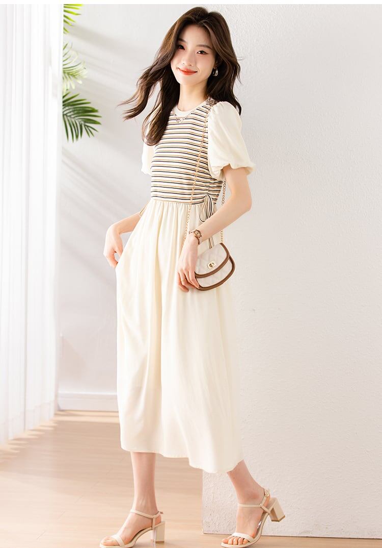 絶対欲しい   カジュアル ストライプ柄 ワンピース<F-8229>
