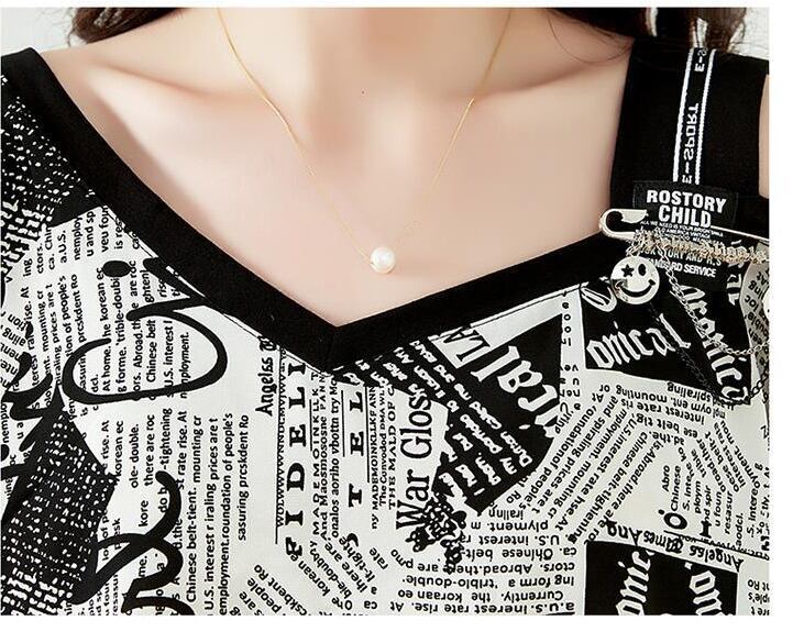 【半額！期間限定！！】絶対流行 特別デザイン 個性派 シフォン プリント 半袖Tシャツ＜F-8610＞