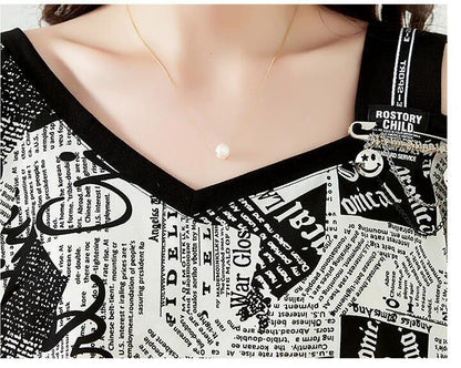 【半額！期間限定！！】絶対流行 特別デザイン 個性派 シフォン プリント 半袖Tシャツ＜F-8610＞