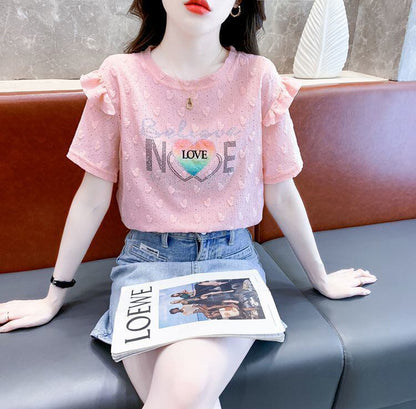 新商品 大人可愛い 話題沸騰中 ホットダイヤモンド 全3色 半袖TシャツF-8868