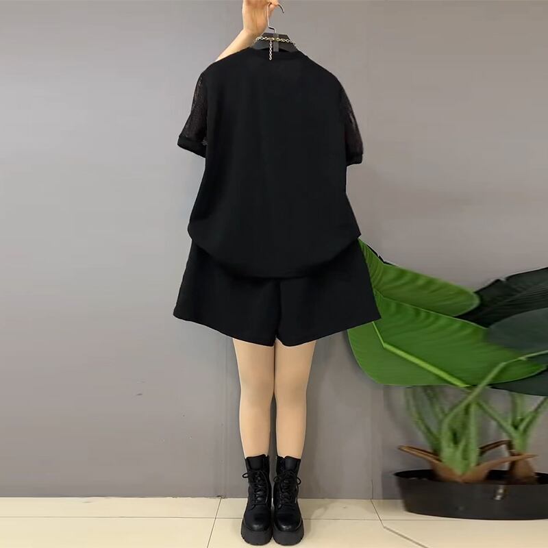 好感度UP ホットダイヤモンド カジュアル 半袖 Tシャツ ショートパンツ セットアップ ＜F-9000＞
