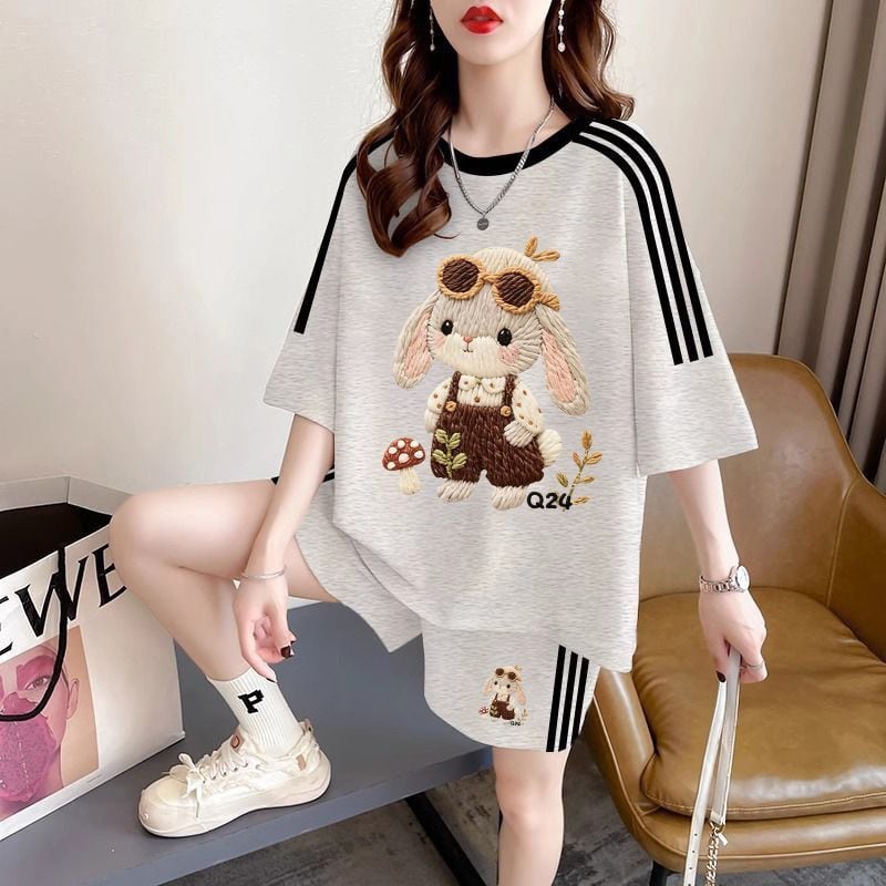 大人カジュアル プリント Tシャツ＋パンツ セットアップ F-13235