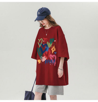 売り切れ必至 プリント ファッション 4色選択 半袖Tシャツ＜F-8594＞