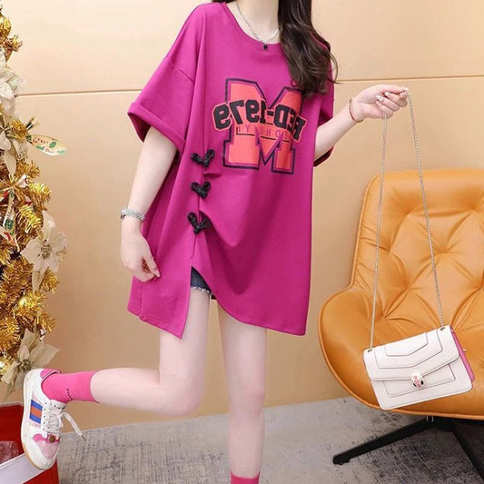 超人気 特別デザイン 美人度アップ ゆったり二色 半袖Tシャツ＜F-8038＞
