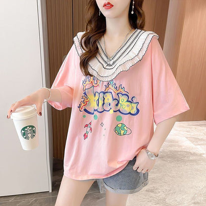 【半額！期間限定！！】オシャレ度満点 キュート 着心地抜群 プリント 全3色 Tシャツ カットソー＜F-8536＞