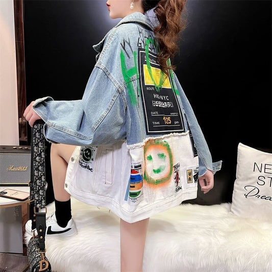 オシャレ感たっぷり 美人度アップ POLOネック プリント ジャケット ブルゾン＜isf-2823＞