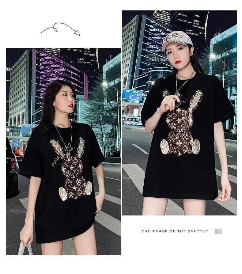 合わせやすい   ウサギ Tシャツ ゆったり 半袖 ＜F-2887＞
