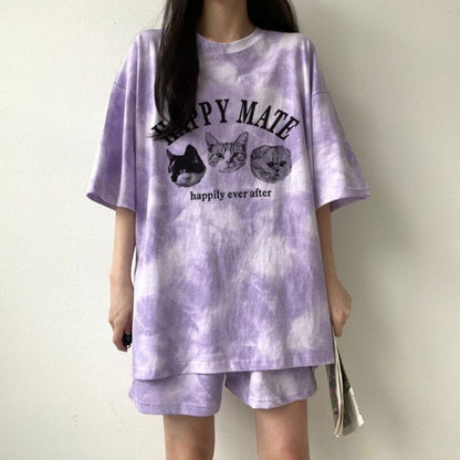 超人気 着心地良い どんな体型にも適合 カジュアル 全5色 半袖 Tシャツ ショートパンツ セットアップ ＜F-9268＞