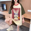 絶対欲しい プリント 個性派 切り替え 全2色 半袖 Tシャツ ＜F-8545＞