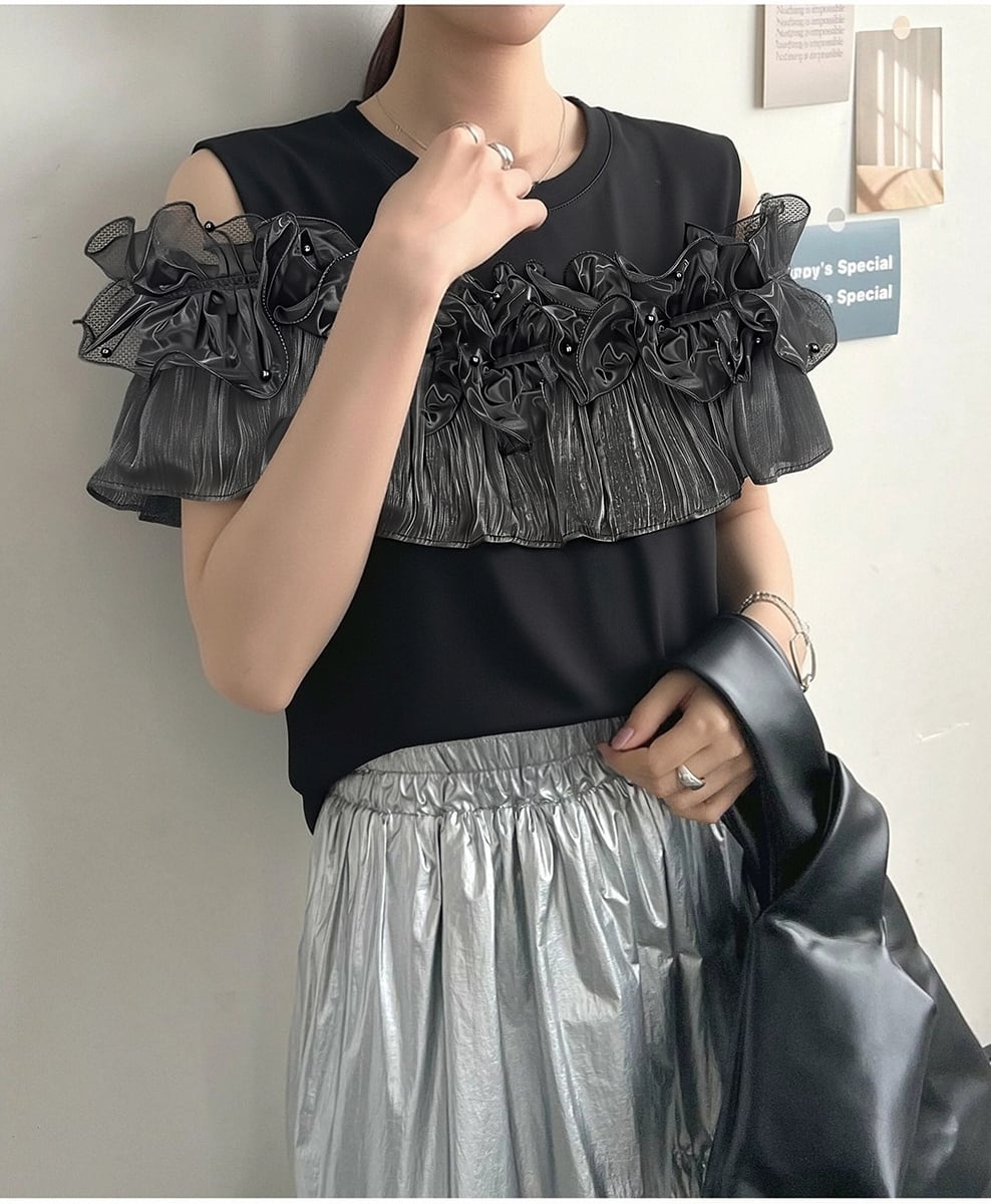 エレガント 大人可愛い ファッション Tシャツ F-13357