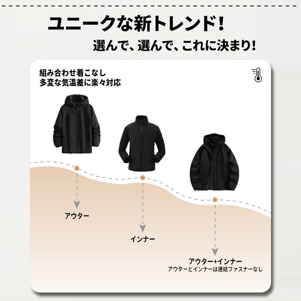 着回し力抜群   スタイルアップ 3色選択 冬服 防寒 暖かい 脱着可能ボアライナー付き 撥水加工 3way マウンテンジャケット <F-9970>