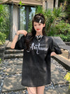 レイジースタイルドーパミングラデーションタイダイオールマッチ半袖Tシャツ<F-2895>