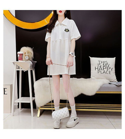 超人気 ゆったり フランスファッションポロ襟ルーズ多用途 3色 半袖Tシャツ＜F-9090＞