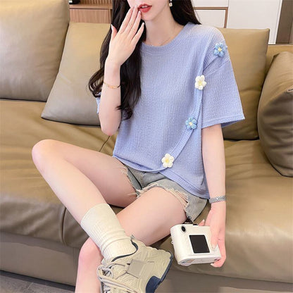 超人気 シンプル 好感度UP スウィート 3色選択 半袖Tシャツ＜F-8579＞