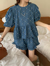 定番シンプル ファッション 個性派 デニム 半袖Ｔシャツⅹパンツセット<isf-11702>
