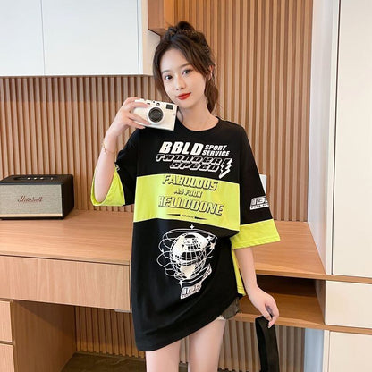 おすすめ 早い者勝ち 絶対流行 カジュアル 2色選択 Tシャツ<F-11582>