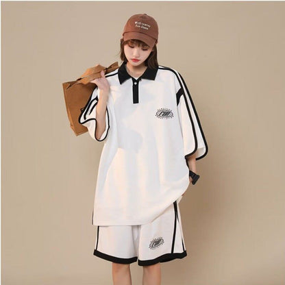定番シンプル 半袖Ｔシャツⅹパンツセット 絶対流行 男女兼用F-6538