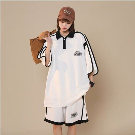 定番シンプル 半袖Ｔシャツⅹパンツセット 絶対流行 男女兼用F-6538