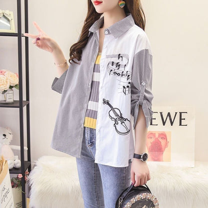 超人気   ファッション ストライプ柄 シャツ<F-8087>