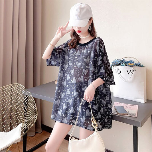 元気いっぱい   ゆったり 半袖 Tシャツワンピース ＜F-2100＞
