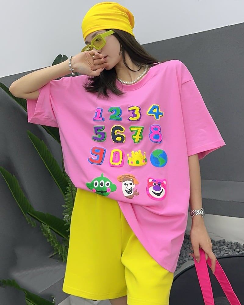 売り切れ必至 プリント三色 個性派 ゆったり 半袖Tシャツ ＜F-8462＞