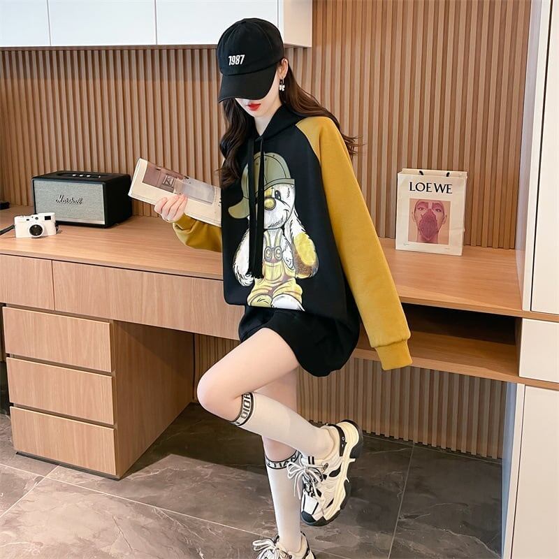 韓国系グラフィックプリントパーカー二色あり＜F-4083＞