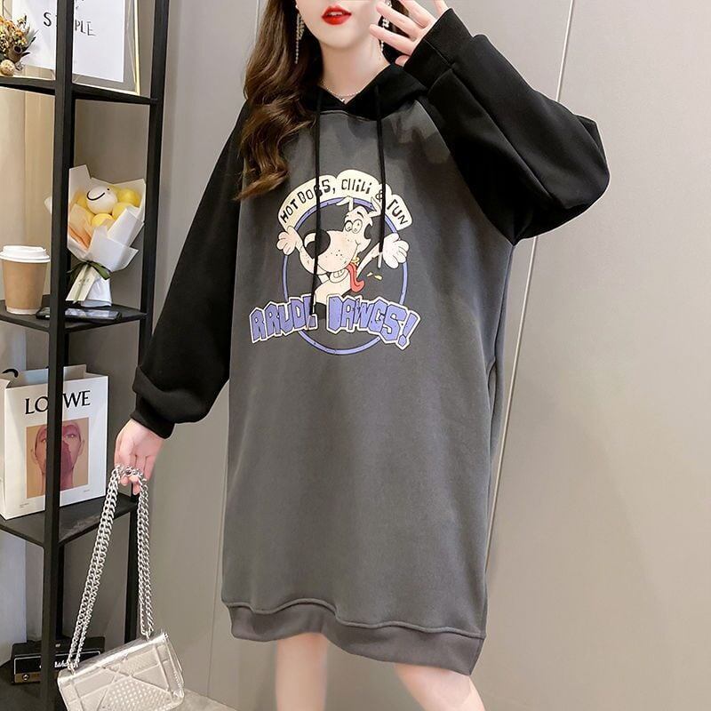 大人気厚手フード付きロングパーカー全3色＜F-4474＞