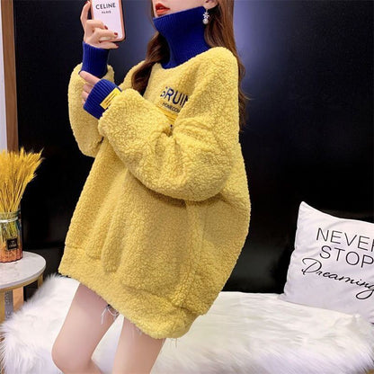 もこもこハイネックボアトレーナー全3色厚手スウェット<F-4394>