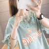 エレガントなレースステッチ半袖Tシャツ<F-3030>
