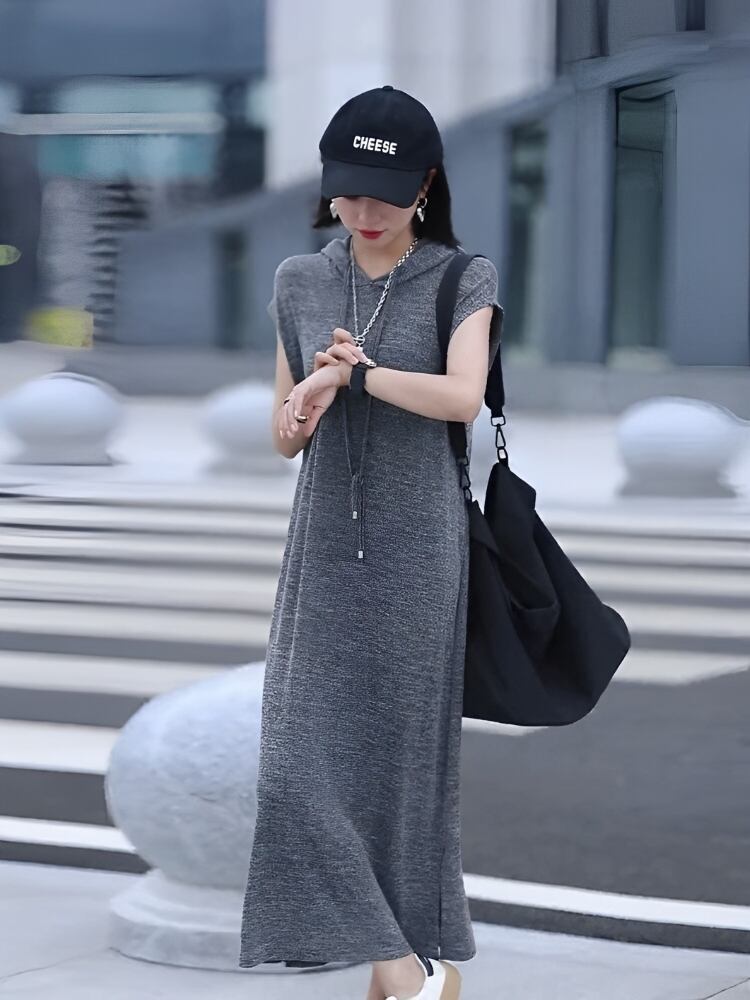 超人気 知的 カジュアル ルーズ ワンピース<F-6627>