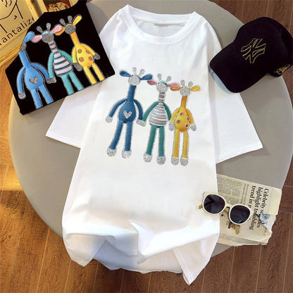 活躍する優秀アイテム ホットダイヤモンド 高見えデザイン 全2色 半袖Tシャツ<F-9250>