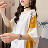 韓国風漫画刺繍ワッペン半袖Tシャツ<F-2991>