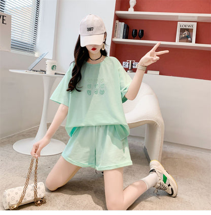 売り切れ必至 カジュアル 上質 ルーズ 半袖Ｔシャツⅹパンツセット全3色 <F-8234>