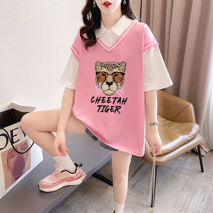 話題沸騰中 レイヤード風 オシャレ度満点 6色選択可 Tシャツ カットソー＜F-8362＞