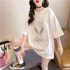 美人度アップ   ビジュー Tシャツ 三色 ゆったり半袖＜F-2945＞