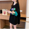 絶対欲しい プリント ラウンドネック 切り替え 全2色 半袖Tシャツ ＜F-8672＞