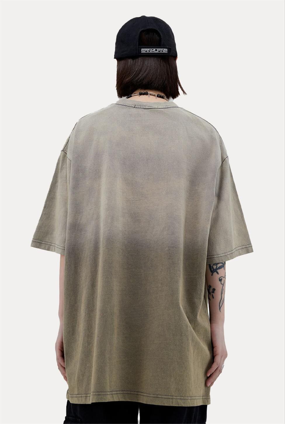トレンドのアメリカンストリートビッグレタープリント半袖Tシャツ<F-2904>
