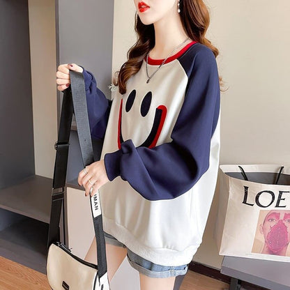 秋の新作スマイル長袖Tシャツトップス<F-5028>