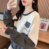 好感度100％リボン柄ロゴゆったり厚手スウェット全3色トップス<F-4615>