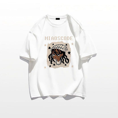 ベストセラーアイテム！ カジュアル 定番シンプル ルーズ プリント全5色 半袖TシャツF-9022