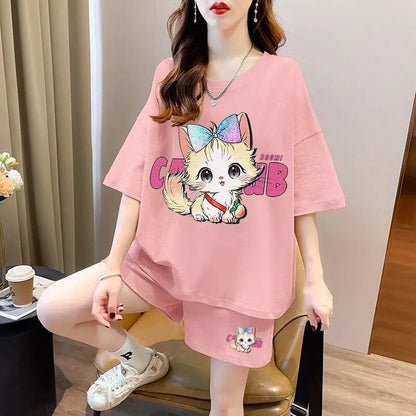 絶対欲しい カジュアル 夏に嬉しい機能付き 半袖Ｔシャツⅹパンツセット全4色<F-11268>