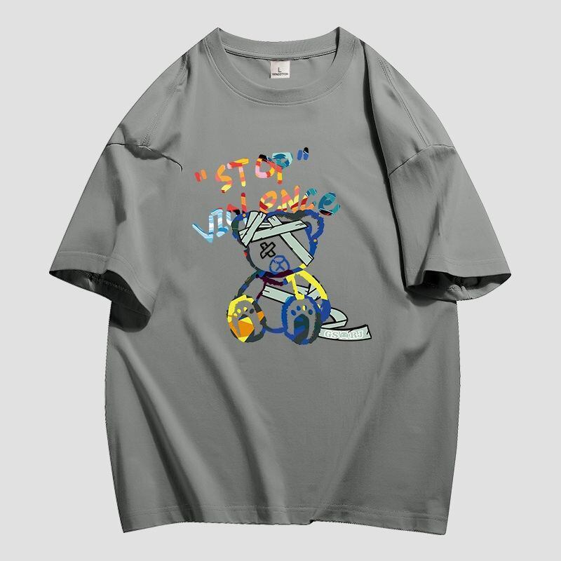 スタイルアップ カジュアル おしゃれ度高め プリント全5色 半袖Tシャツ<F-9437>