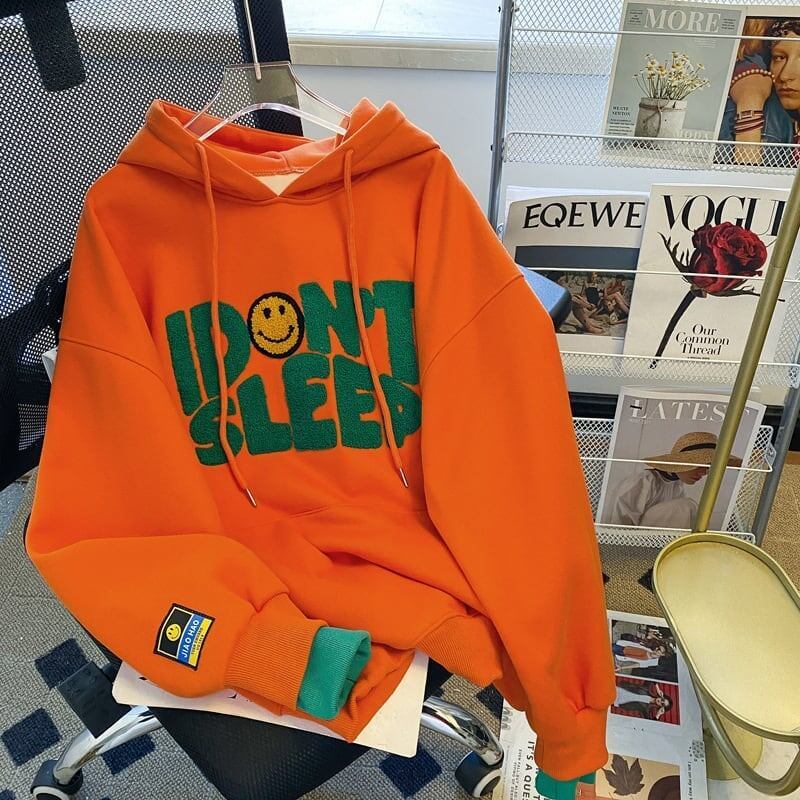 ルーズなレイジースタイルの刺繍入り薄手のフード付きトップ<F-5063>