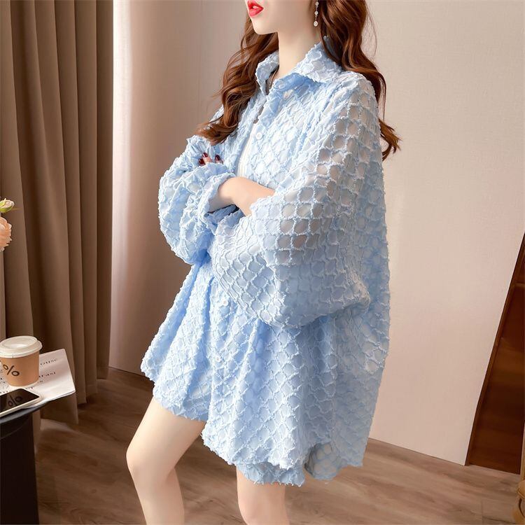韓国風ファッション 着心地良い スタイルアップ 全3色 シャツ＋ショートパンツ セットアップ＜F-9085＞