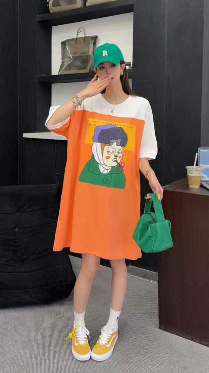 おすすめ 好感度UP 海外トレンド カジュアル 全3色 半袖 Tシャツ ワンピース ＜F-11556＞