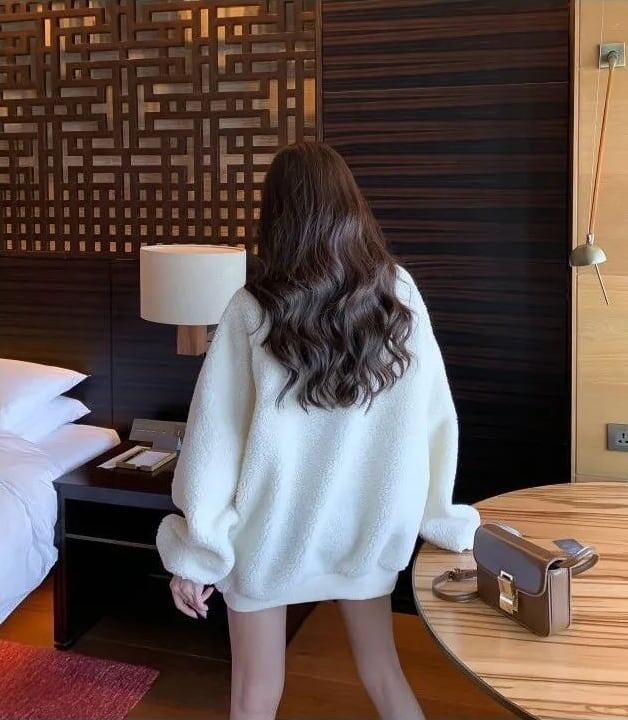 女子マストもこもこハイネック厚手ロゴボアトレーナー全2色スウェット<F-4369>