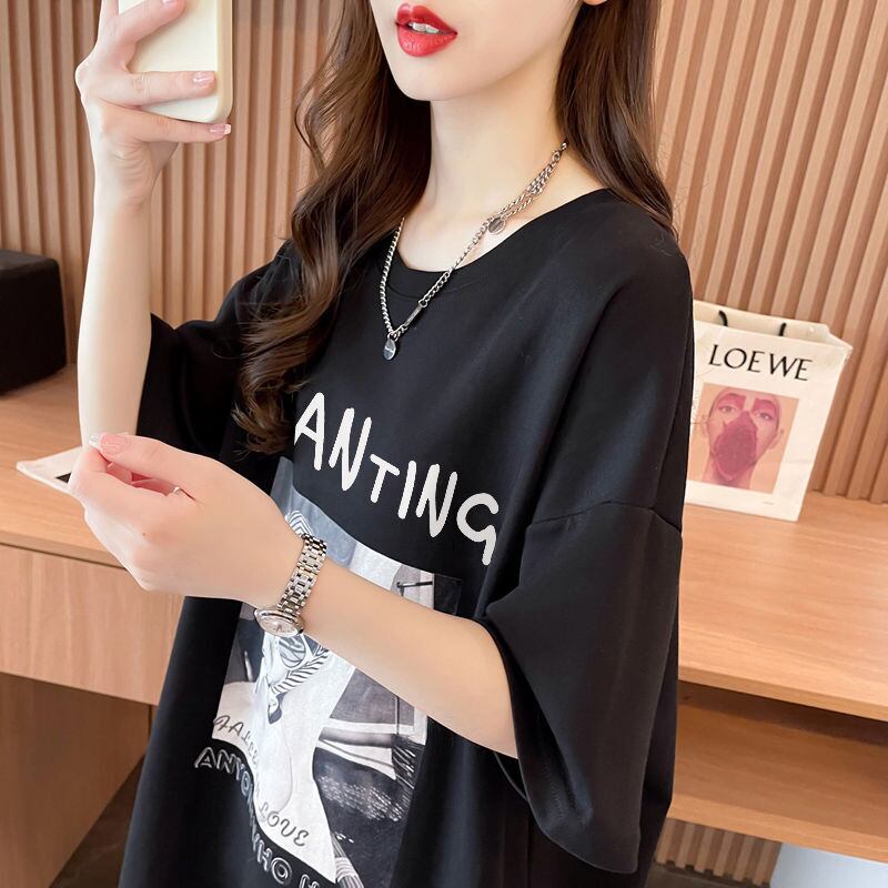 質感のいい 半袖 ラウンドネック Tシャツ ワンピース ＜F-8638＞